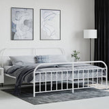 Bed Frame White Powder-Coated Steel Double Storage Bed Frame 353709