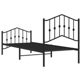 Metal Bed Frame without Mattress with Footboard Black 90x200cm 373800