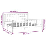 Bed Frame without Mattress Grey Solid Wood Pine 200x200 cm 3188188
