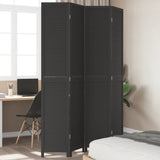 Room Divider 4 Panels Black Solid Wood Paulownia 358852