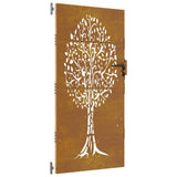 Garden Gate 85x175 cm Corten Steel Tree Design 153212