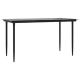 7 Piece Garden Dining Set Black Textilene and Steel 3187038