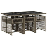 7 Piece Garden Dining Set with Cushions Grey Poly Rattan 3211628