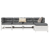 5 Piece Garden Sofa Set White Solid Wood Pine 3250837