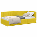 Corner Bed Frame with Headboard Yellow 90 x 200 cm Velvet 42016313