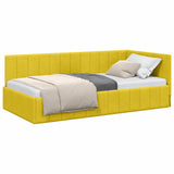 Corner Bed Frame with Headboard Yellow 90 cm x 200 cm Velvet 42016313