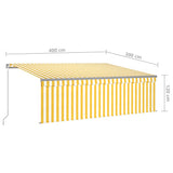 Manual Retractable Awning with Blind 4x3m Yellow&White 3069418