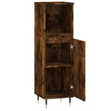 Bathroom Cabinet Smoked Oak 30x30x100 cm Engineered Wood 831553