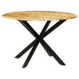 Dining Table Solid Rough Mango Wood and Steel 120x77 cm 246013