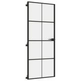Interior Door Slim Black 83x201.5 cm Tempered Glass and Aluminium 155127