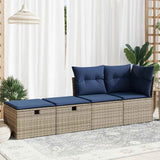 2 Piece Garden Sofa Set with Cushions Grey Poly Rattan Acacia 3328674