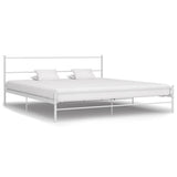 Bed Frame without Mattress with Headboard White 160x200cm Metal 284696