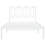 Metal Bed Frame without Mattress with Headboard White 100x190cm 376171