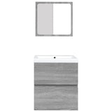 Bathroom Sink Cabinet with Basin and Mirror Grey Sonoma 3114177
