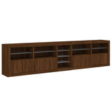 Sideboard with LED Lights Brown Oak 283x37x67 cm 3209029
