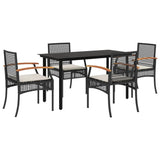 Garden Dining Set Black PE Rattan Medium Removable Covers 3213605