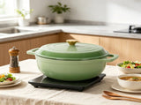 Cast iron 6QT cooking pot - Gradient red - Includes two silicone gloves - Enamel pot 76397171