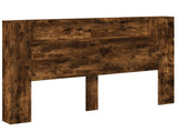 Storage Headboard with LED Smoked Oak Engineered Wood 3418675