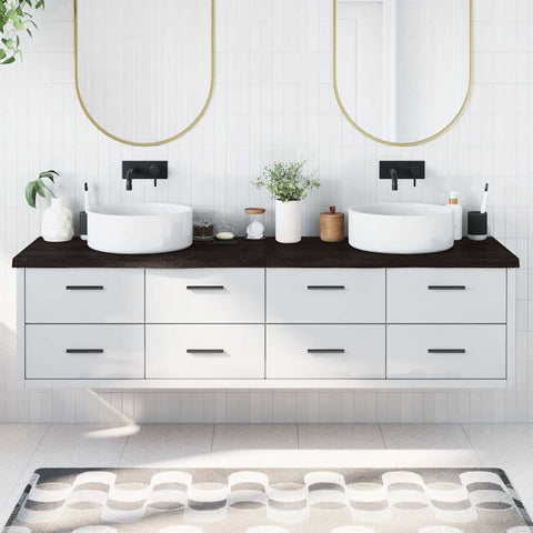 Bathroom Countertop Dark Brown 200x60x cm Treated Solid Wood 3156271