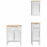 Bathroom Furniture Set FLORO 3 pcs White Solid Pine Wood 3385884
