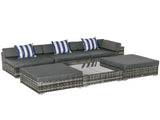 6 PC Rattan Sofa Coffee Table Set Sectional Wicker Weave Furniture for Garden Outdoor Conservatory T3398P320062