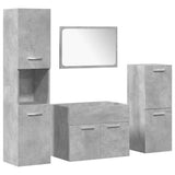 4 Piece Bathroom Furniture Set Concrete Grey Engineered Wood 3324865