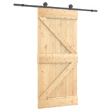 Sliding Door Natural and Black 95 x 210 cm Solid Pine Wood 3444985