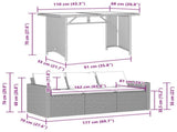 2 Piece Garden Dining Set with Cushions Beige Poly Rattan 366332