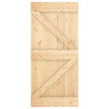 Sliding Door Natural and White 95 x 210 cm Solid Pine Wood 3445097