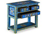 Sideboard with Drawers Solid Mango Wood Turquoise Hand Painted 244840