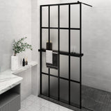 Walk-in Shower Wall with Shelf Black 118x190 cm ESG Glass&Aluminium 3185488