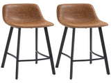 Bar Stools Set of 2, PU Leather Kitchen Stools, Upholstered Breakfast Bar Chairs with Backrest, T3398P343520