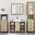 ZNTS 4 Piece Bathroom Furniture Set Sonoma Oak Engineered Wood 3301271