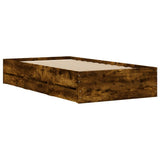 Bed Frame with Drawers Smoked Oak 100x200 cm Engineered Wood 3207291