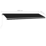 ZNTS Manual Retractable Awning with LED 600x350 cm Anthracite 3069684