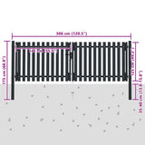 Double Door Fence Gate Steel 300x125 cm Anthracite 146352