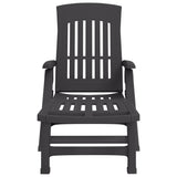 Folding Sun Lounger with Wheels Anthracite PP 364698