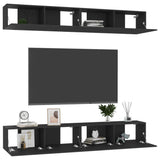 TV Cabinets 4 pcs Black 100x30x30 cm Engineered Wood 3078746