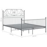 Bed Frame without Mattress Grey Metal 140x200 cm 324852
