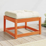 Garden Footstool with Cushions Wax Brown Solid Wood Pine 844701