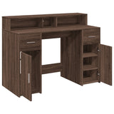 Desk with LED Lights Brown Oak 120x55x91 cm Engineered Wood 3309417