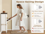 Shoe Cabinet with 2 Flip Drawers, Farmhouse Narrow Shoe Storage Cabinet with Adjustable Shelves, T3398P553211