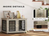 Indoor Dog Crate Furniture End Table with Soft Washable Cushion, Lockable Front Door, for Medium T3398P425263