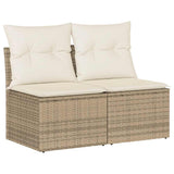 2 Piece Garden Sofa Set with Cushions Beige Poly Rattan Acacia 3325244