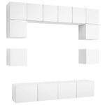 ZNTS 8 Piece TV Cabinet Set White Engineered Wood 3078691
