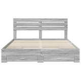 Bed Frame with Drawer Grey Sonoma 200 x 200 cm Engineered Wood 3411613