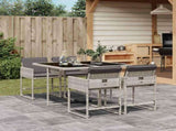 5 Piece Garden Dining Set with Cushions Light Grey Poly Rattan 3211259
