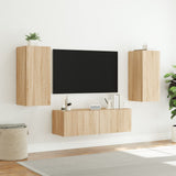 3 Piece TV Wall Cabinets with LED Lights Sonoma Oak 3216869