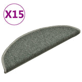 Stair mats 15 pcs 56 x 17 x 3 cm Non-Slip Dark Green 322360