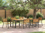 Garden Dining Set 7 pcs Black and Brown Poly Rattan 3365481